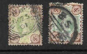 GB 1887 QV 4d BOTH SHADES   FU SG205/205a 