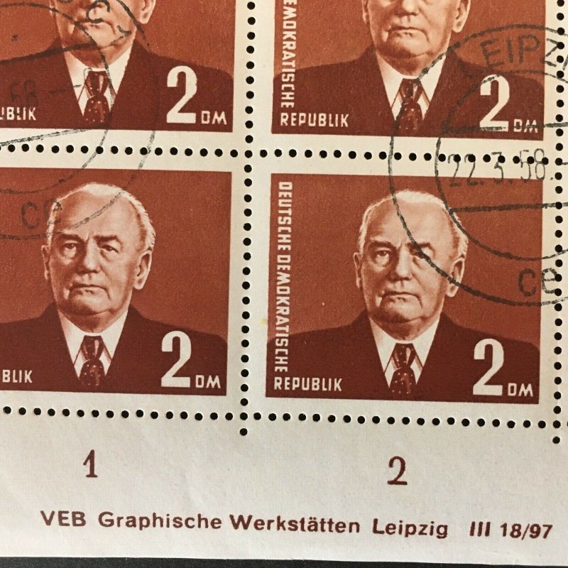 GERMANY - GDR 1958 - 2DM, Half Sheet President Pieck - FDOI