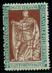 ITALY #203b 30c blue green & red brown, perf 13 1/2 NH, Scott $87.10