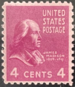 Scott #808 1938 4¢ Presidential Series James Madison MNH OG F/VF