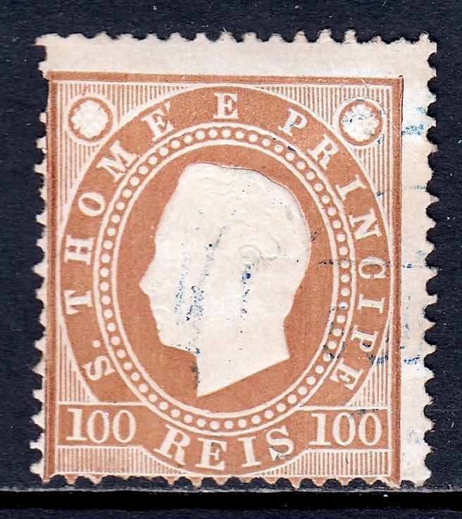 St. Thomas and Prince Islands - Scott #21 - Used - Pulled perf UL - SCV $2.00