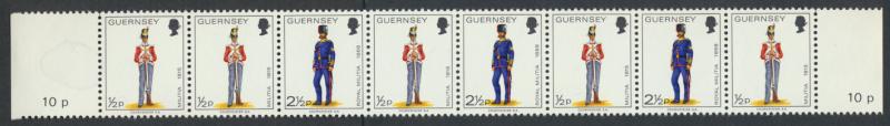 Guernsey Booklet strip MNH 1980 SG 98a  of 1974 Militia Definitives see scan