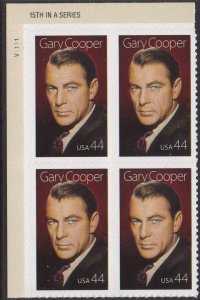 4421 Gary Cooper Plate Block MNH