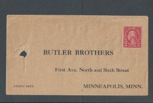 Ca 1924 Minneapolis Mn Return Envelope To Butler Bros Famous Builders & Chain--