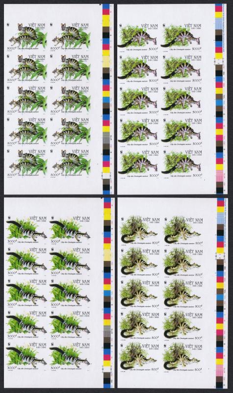 Vietnam WWF Owston's Banded Civet 4v imperf Blocks of 10 SG#2616-2619