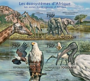 TOGO - 2011 - Swamps of Africa  - Perf 4v Sheet - Mint Never Hinged