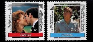 Zambia Scott 348-349 MH* Royal Wedding set 1986