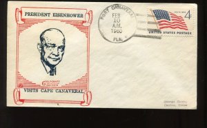 FEB 10 1960 EISENHOWER VISITS CAPE CANAVERAL GOLDCRAFT COVER (LV 941)