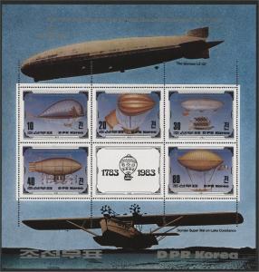 NORTH KOREA, SOUVENIR SHEET ZEPPELIN 1982 MNH	