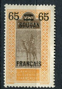 FRENCH COLONIES: SOUDAN 1922 early surcharged issue Mint hinged 65c. value