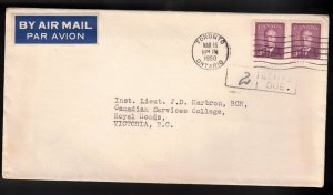 CANADA Scott # 291 Pair On 1950 Postage Due Cover