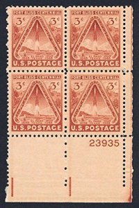 1948 Fort Bliss Centennial Plate Block of Four 3c Postage Stamps -Sc#976 -MNH,OG 