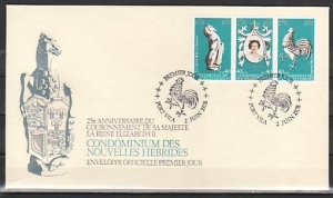 New Hebrides, French. Scott cat. 278 A-C. Coronation issue. First day cover.