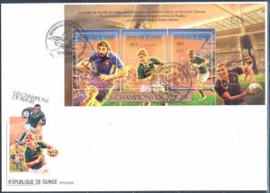 GUINEA 2012 CHAMPIONS OF RUGBY CHABAL SMITH BEKKER SHEET ON FDC
