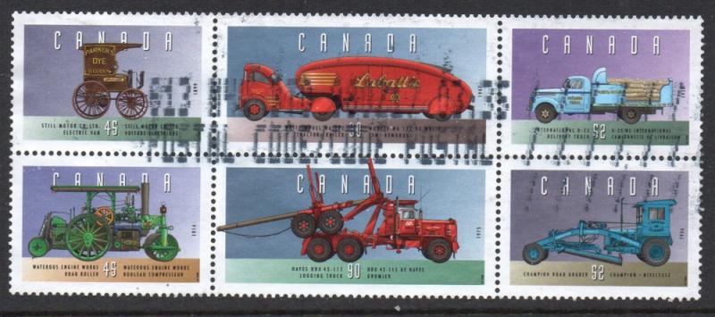 Canada Sc 1604a-f 1996 Old Vehicles stamp set used