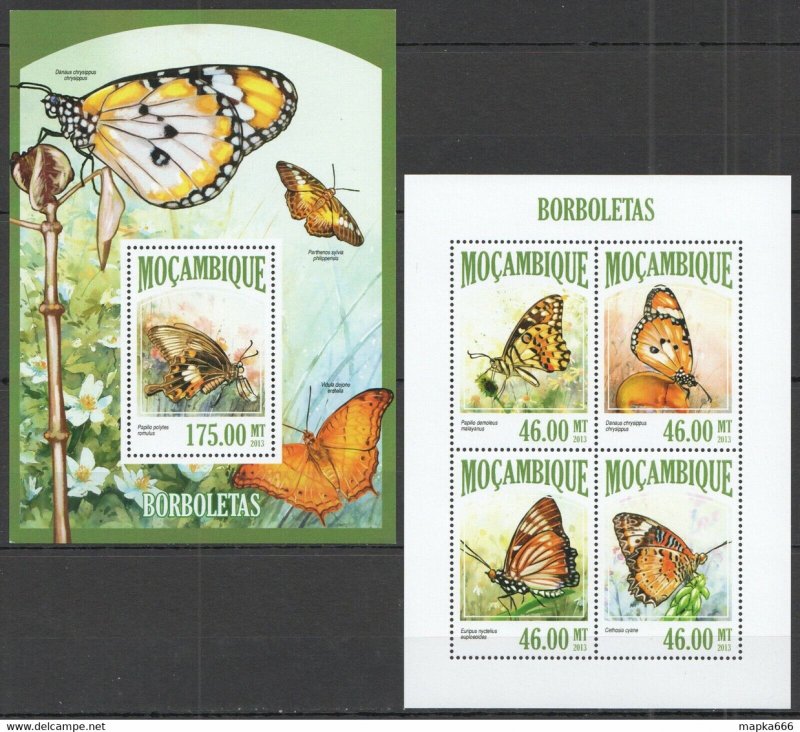 2013 Mozambique Butterflies Flora & Fauna Kb+Bl ** St2499