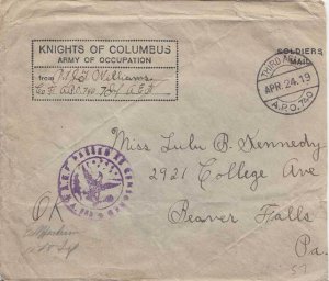 United States A.E.F. World War I Soldier's Free Mail 1919 Third Army, A.P.O. ...