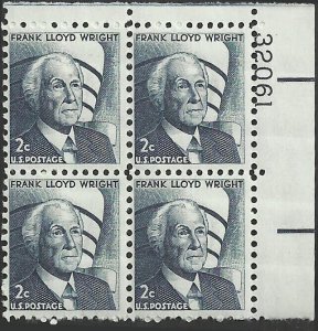 # 1280 MINT NEVER HINGED ( MNH )Plate Block FRANK LLOYD WRIGHT