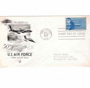 USA 1957 Sc C49 FDC Airmail First Day Cover Artcraft Cachet Air Force Bomber