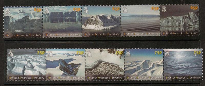 BRITISH ANTARCTIC TERR. SG584/93 2012 GLACIERS & ICE SHEETS MNH