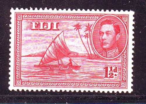 Fiji Sc 132b 1942 1 1/2d canoe with man stamp mint pf 14