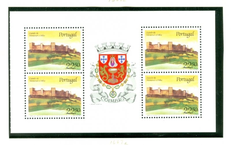 PORTUGAL 1986 CASTLES-MONTEMOR #1667a BOOKLET PANE MNH...$3.50