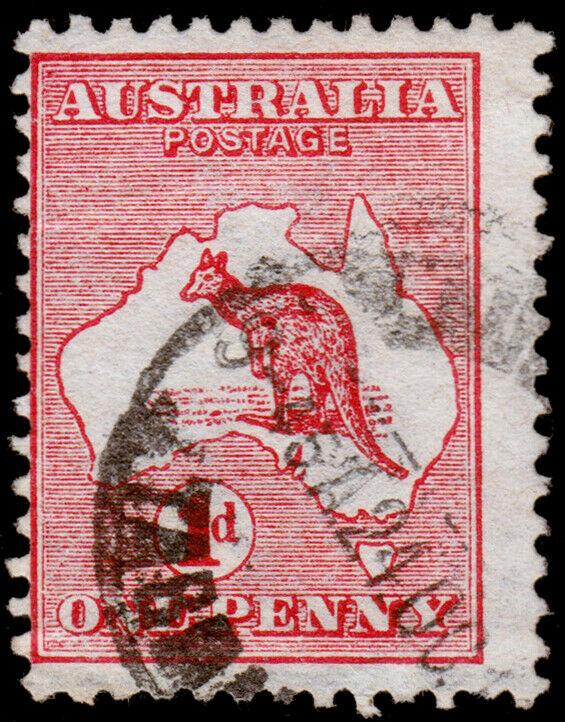 Australia Scott 2n Inverted Watermark, Die I, Carmine (1913) Used F-VF, CV $19 M