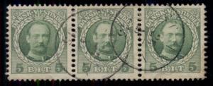 DANISH WEST INDIES #43 (41) 5Bit, used strip of 3 with ST JAN 1915 cancels, VF