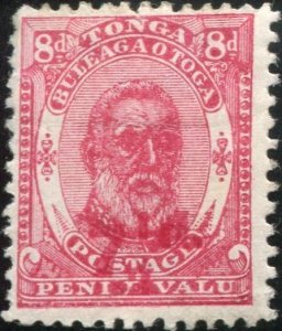 Tonga 1893 SG18 7½d in red on 8d King George I MLH