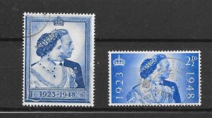 GB 1948 KGVI SG493-4 set of 2 - Silver Wedding - Fine used. Catalogue £40