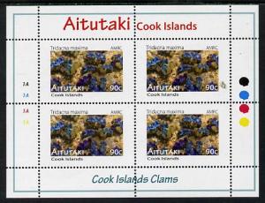 Cook Islands - Aitutaki 2013 Clams #4 perf sheetlet conta...