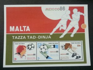 *FREE SHIP Malta FIFA World Cup Mexico 1986 Football Soccer Sport (ms) MNH