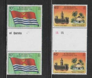 KIRIBATI #325-326 1979 INDEPENDENCE MINT VF NH O.G GUTTER PAIR cc