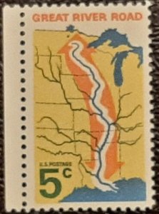 US Scott # 1319; 5c Great River Road, 1966; MNH, og; VF centering