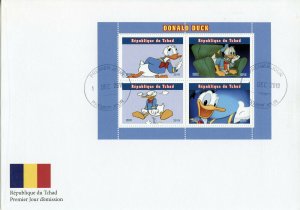 Disney Stamps Chad 2019 FDC Donald Duck Cartoons Animation 4v M/S II