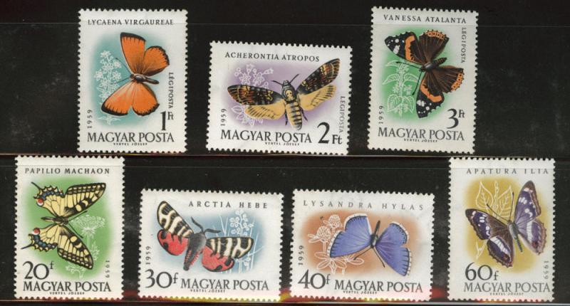 HUNGARY MAGYAR  Scott 1268-71,C206-8 MNH** 1959 Butterflies