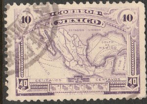 MEXICO 626, 40¢ MAP OF MEXICO. USED. F-VF, (373)
