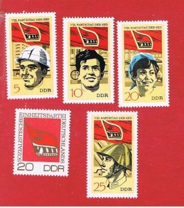 Germany(DDR) #1301-1305  MVFLH OG   Unity Party   Free S/H