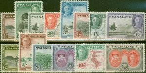 Nyasaland 1945 set of 14 SG144-157 Fine Very Lightly Mtd Mint 