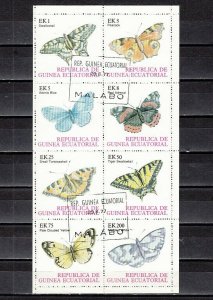 Equatorial Guinea, Mi cat. 1197-1204. Butterflies strip of 8. C.T.O. ^