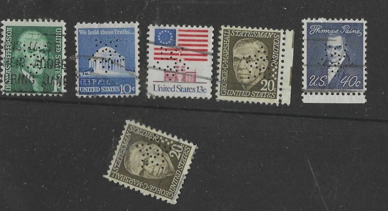 UNUSUAL EFOs 6- 1971 AUSTIN TX STATEHOUSE STAMP SCANDAL PERFINS (STAR C)