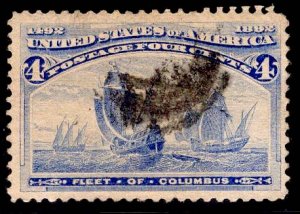 US Stamp #233 4c Columbian USED SCV $8.00