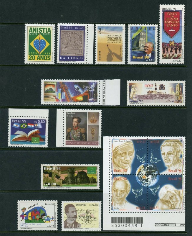 BRAZIL 1998-99 PARTIAL YEAR SET MINT NEVER HINGED SCOTT VALUE $65.25 AS SHOWN