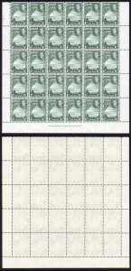 Bermuda KGVI SG115a 1/- Bluish Green Block of 30 U/M