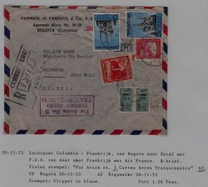 Colombia/France airmail cover 20.11.53