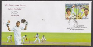 INDIA - 2013 SACHIN TENDULKAR : 200th TEST MATCH - 2V - FDC LUCKNOW CANCL.