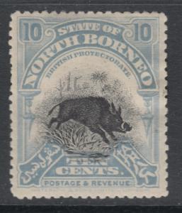 WS-D417 NORTH BORNEO - KEVII, 1909 10C. Greyish Blue, Wild Boar SG170 £45 MHH