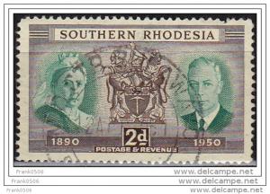 Southern Rhodesia 1950, 60th Anniversary, 2d, used