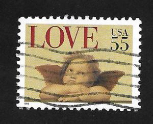 SC# 2958 - (55c) - Cherub by Raphael - perf 11.2 - used single