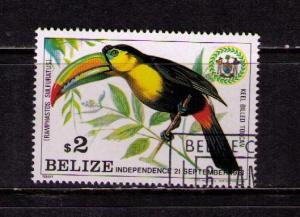 BELIZE  Sc# 599 USED FVF CTO Keel Billed Toucan Bird